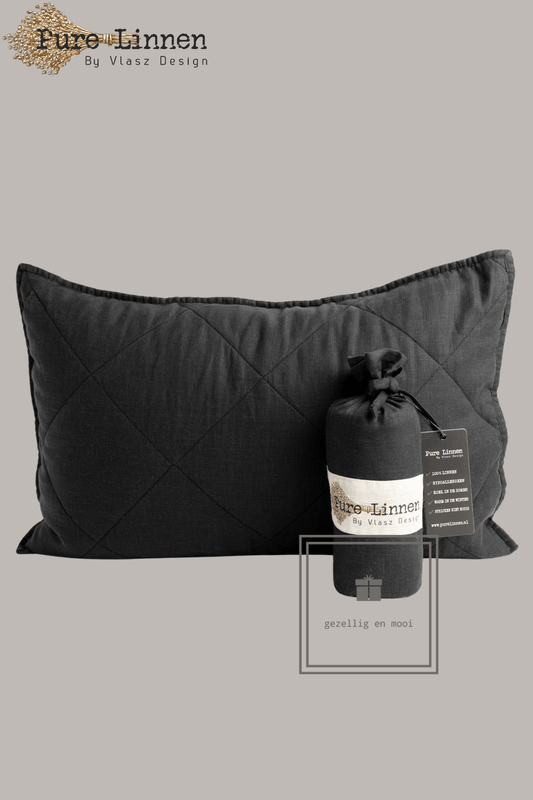 Pure Linnen Sierkussen Zwart/Diamond inc binnenkussen 40x60