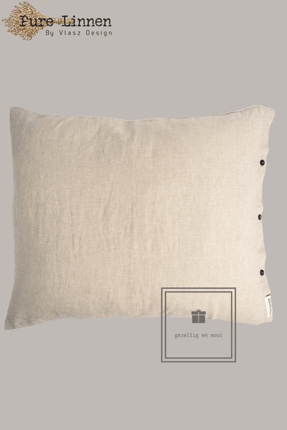 Pure Linnen Kussensloop Naturel/Knopen 60x70