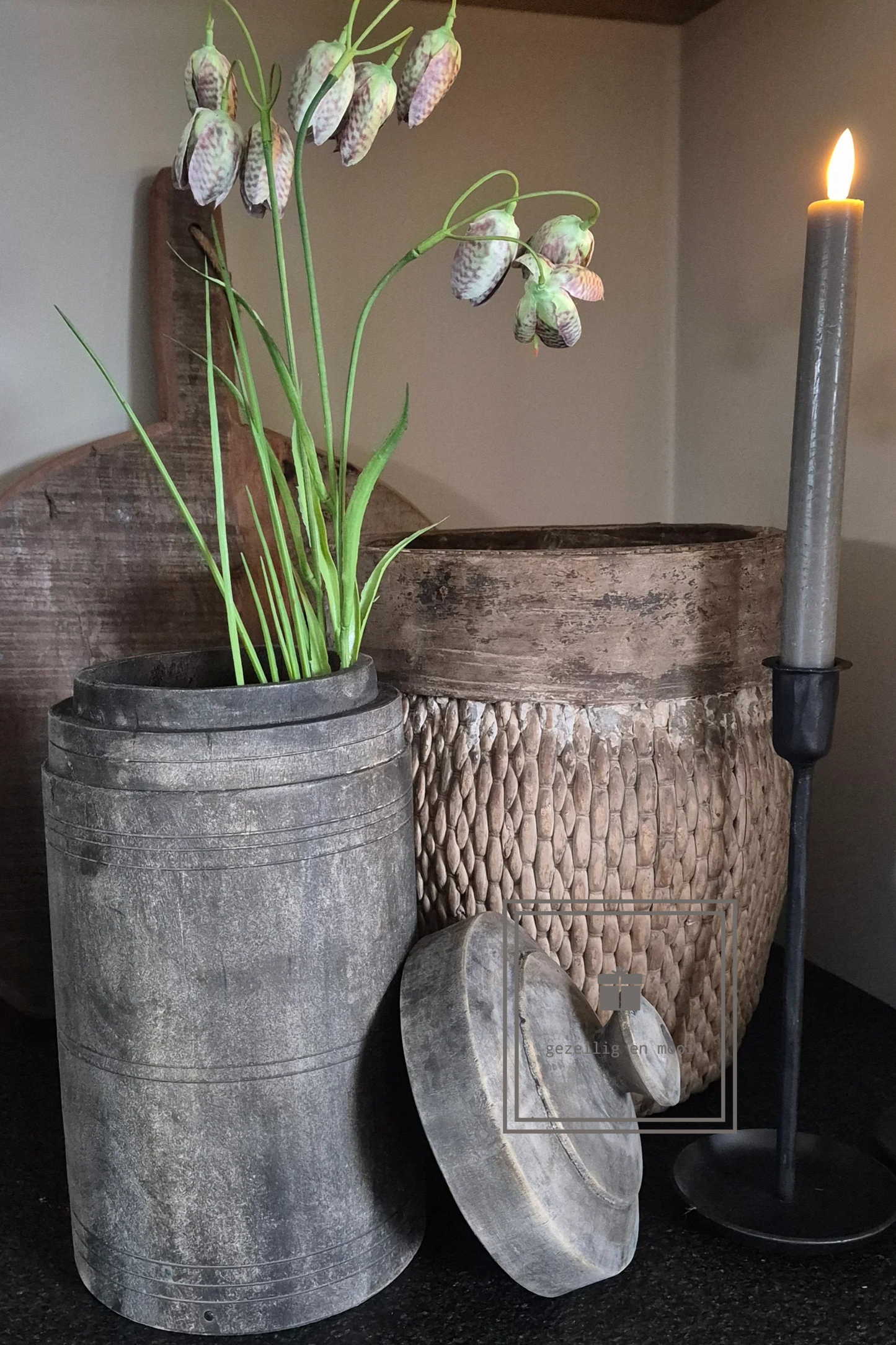 Houten pot met deksel