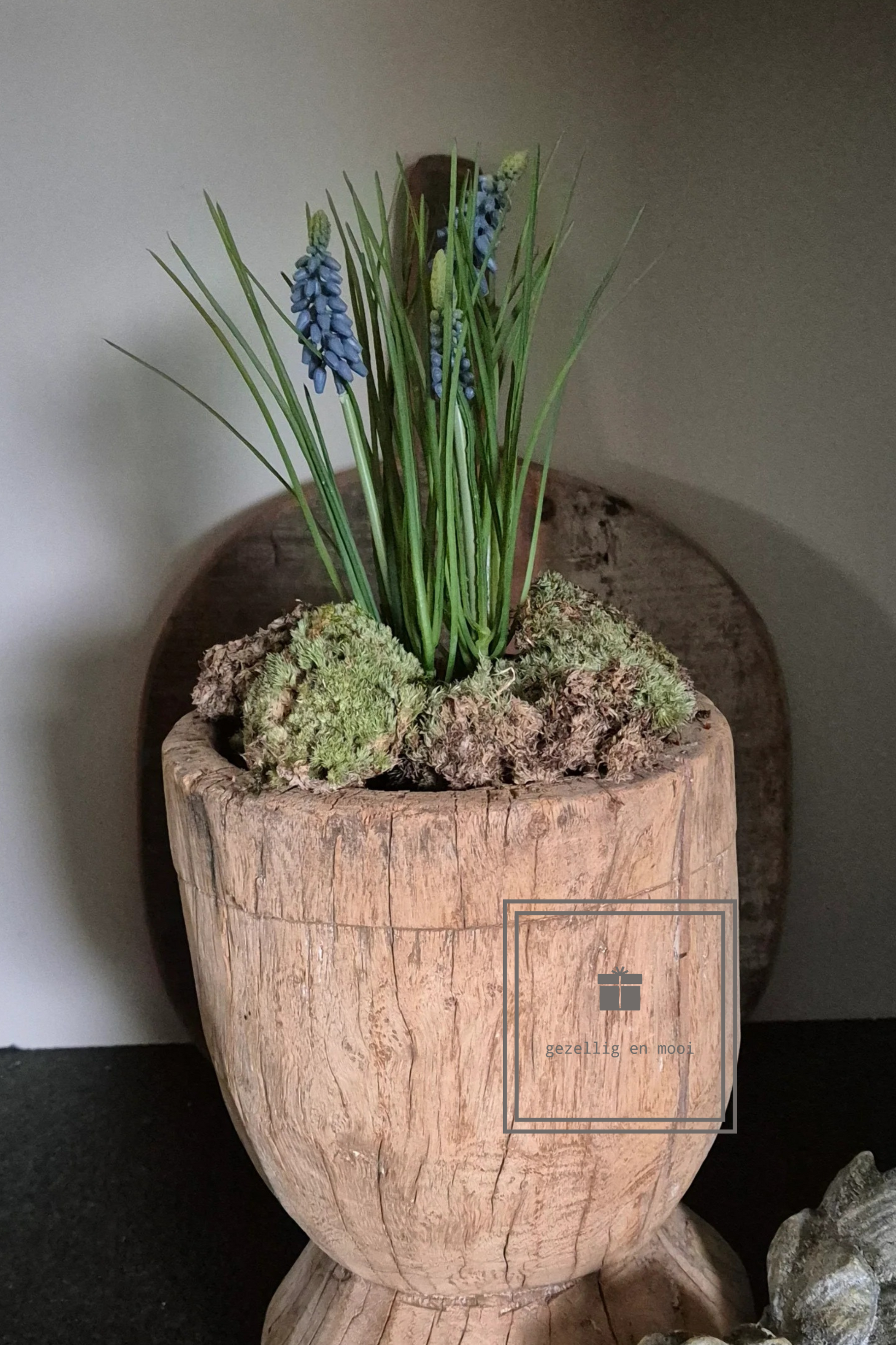 Druifjes op mos in wit of blauw